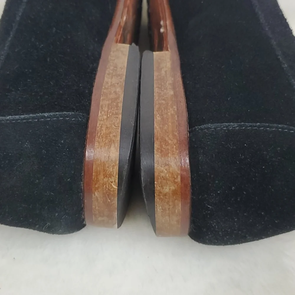Positano suede shoes made in Italy loafers black slip on women size 40